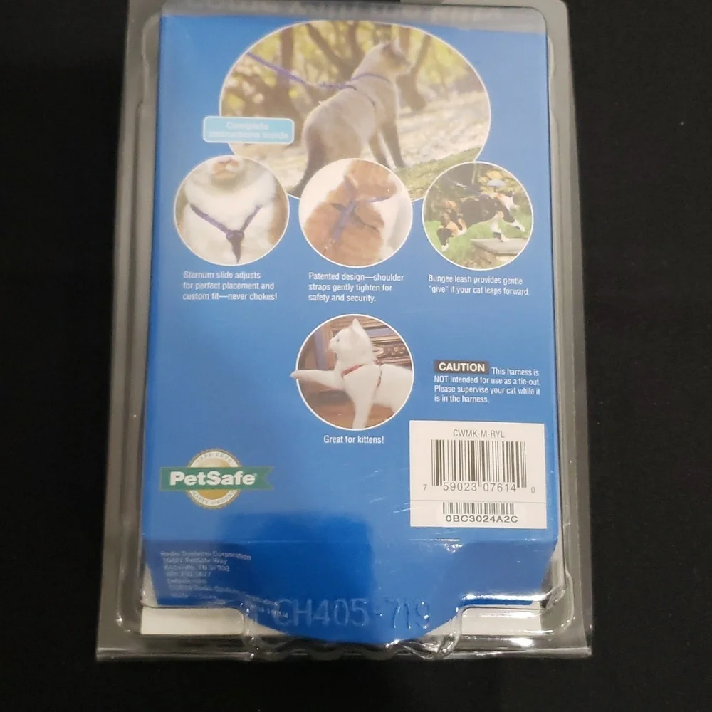PetSafe Cat Harness & Bungee Leash Royal Blue/Navy Medium NWT